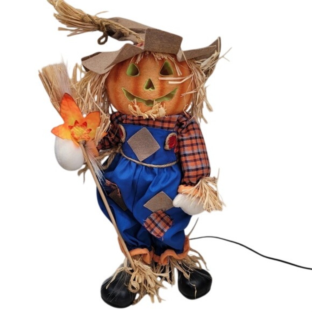 Fiber Optic Pumpkin Scarecrow Standing Halloween Decoration Fall Harvest Autumn